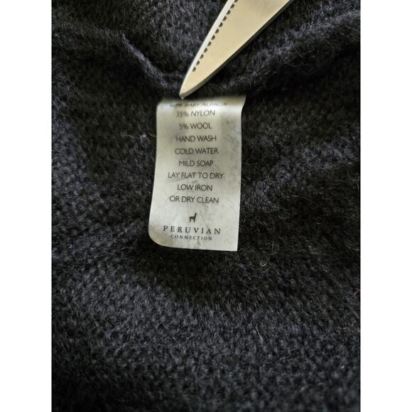 Womens Peruvian Connection Peru Size Large Black Alpaca Sweater Open Back AH14-1 - Picture 10 of 10